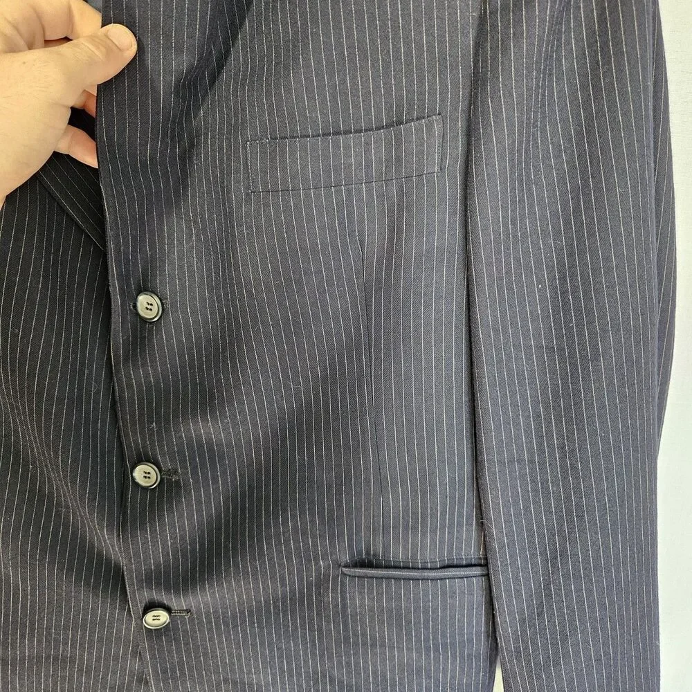 VTG 80s Brooks Brothers Suit Jacket Blazer Mens 42L Pinstripe Navy USA Union